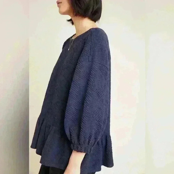 Maeve by Anthropologie Mikayla Peplum Top in Navy Blue Size XS - Picture 2 of 13